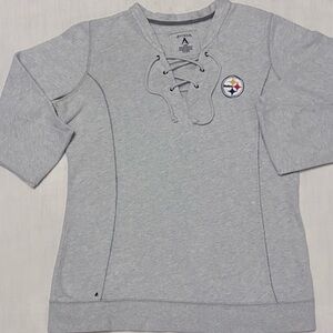 Woman's Antigua Pittsburgh Steelers V-Neck Drawstring Cotton Top Size XL